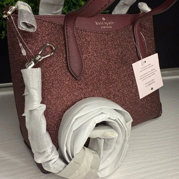 Kate Spade New York Glitter Satchel with Crossbody Strap Deep Nova NWT - Picture 2 of 8